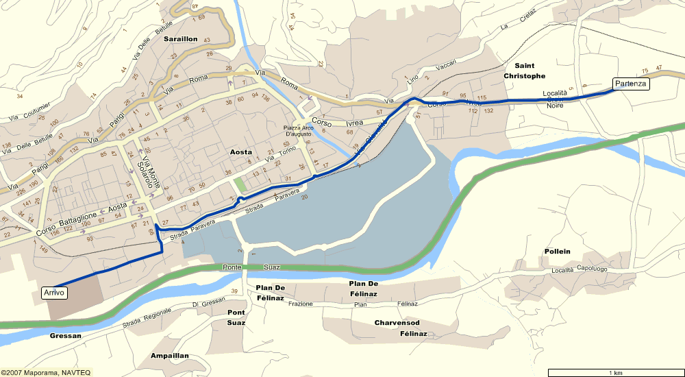 Mappa per raggiungere il campo da baseball